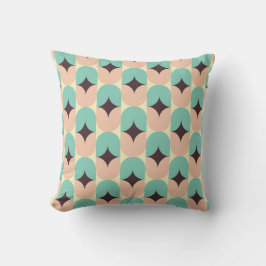 Geometric pattern of teal, beige, and black shapes kudde