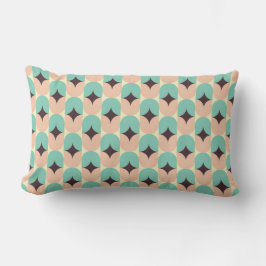 Geometric pattern of teal, beige, and black shapes lumbarkudde