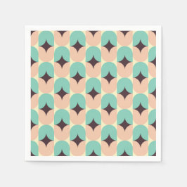 Geometric pattern of teal, beige, and black shapes pappersservett