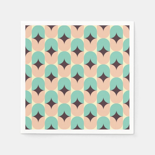 Geometric pattern of teal, beige, and black shapes pappersservett (Framsidan)