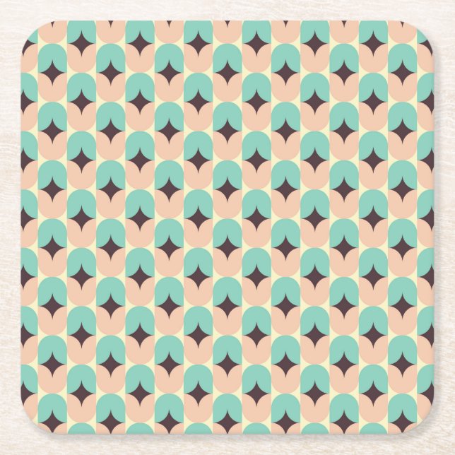 Geometric pattern of teal, beige, and black shapes underlägg papper kvadrat (Framsidan)