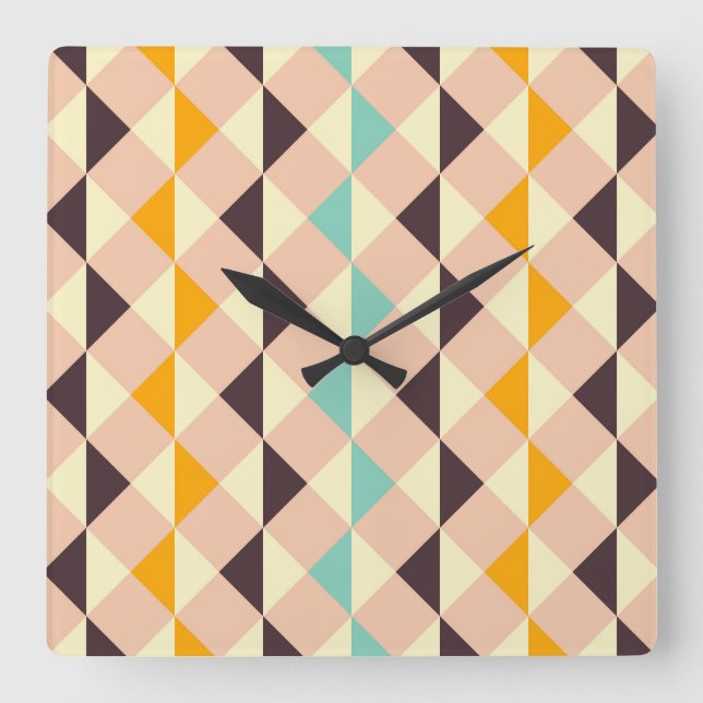 Geometric pattern overlapping diamonds & triangle fyrkantig klocka (Framsida)