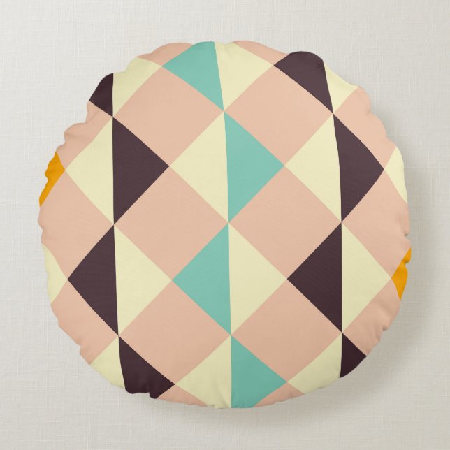 Geometric pattern overlapping diamonds & triangle rund kudde (Framsidan)