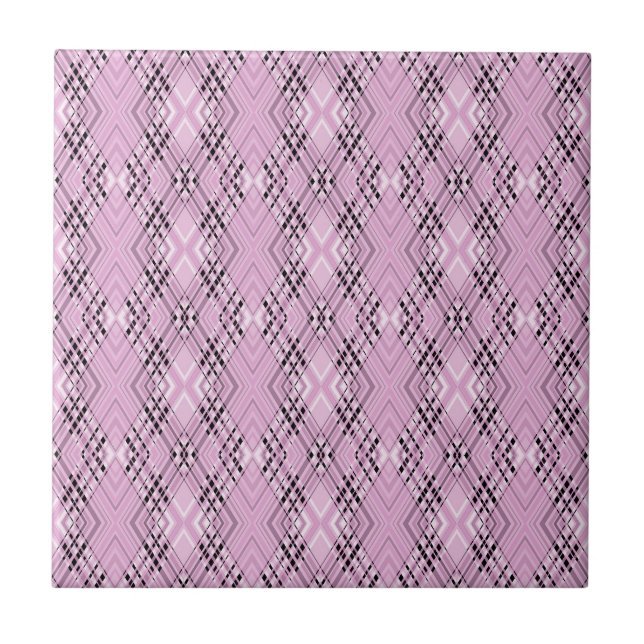 Geometric pattern retro pink diamonds kakelplatta (Framsidan)