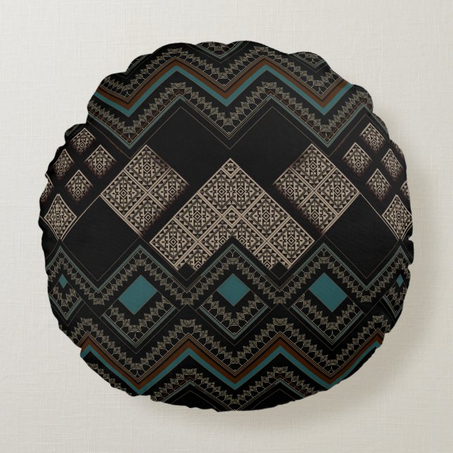 Geometric Pattern  Rund Kudde (Framsidan)