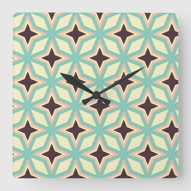 Geometric pattern with alternating dark star shape fyrkantig klocka (Framsida)