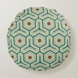 Geometric pattern with interlocking hexagons rund kudde