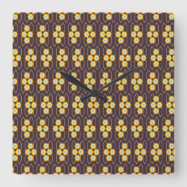 Geometric pattern with orange and blue hexagons fyrkantig klocka