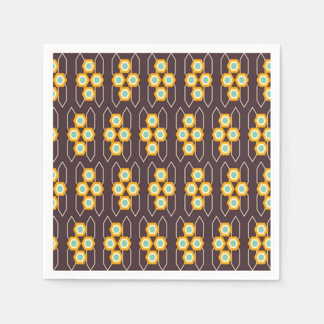 Geometric pattern with orange and blue hexagons pappersservett (Framsidan)