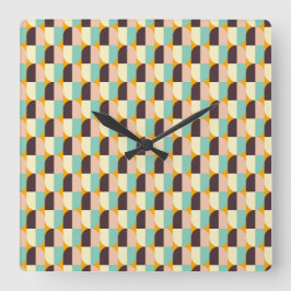 Geometric pattern with overlapping half-circles fyrkantig klocka