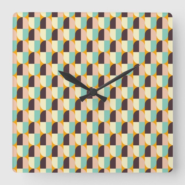 Geometric pattern with overlapping half-circles fyrkantig klocka (Framsida)