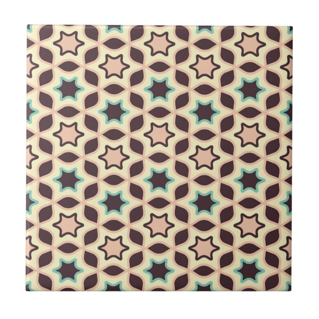  Geometric pattern with star shapes in brown and t Kakelplatta (Framsidan)