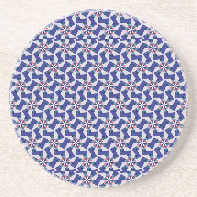 Geometric Patterns - Red and Blue Pinwheel Coaster Underlägg (Framsidan)