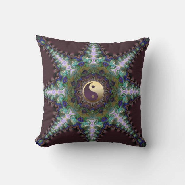 Geometric Peacock Star Yin Yang Cushion/Pillow Kudde (Framsida)