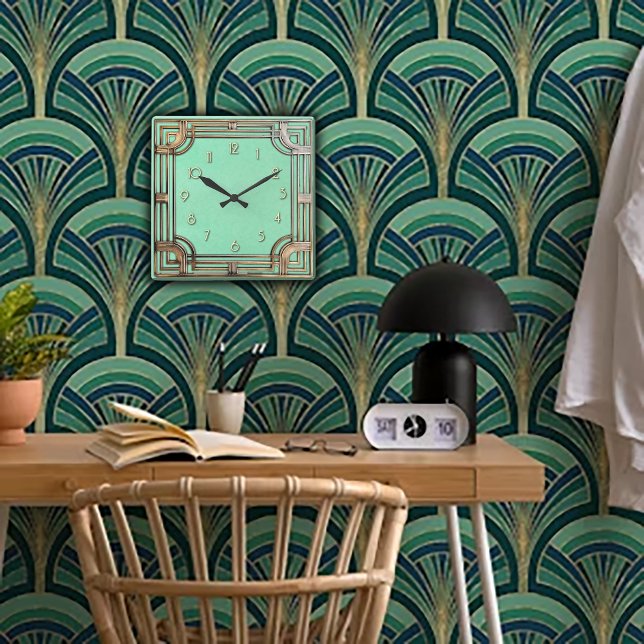 Geometric perfection in an Art Deco Wall Clock Fyrkantig Klocka (Skapare uppladdad)