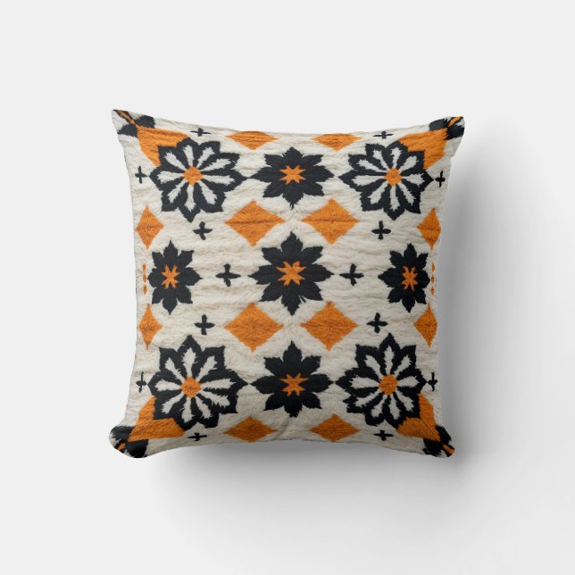 Geometric Persian-Inspired White Kilim Pillow Kudde (Framsida)