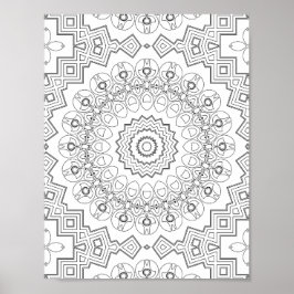 Geometric Petal Ring Coloring Page Artwork Design Poster