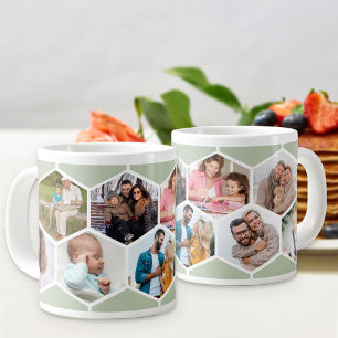 Geometric Photo Collage 9 Bild Sage Grönt Jumbo Mugg