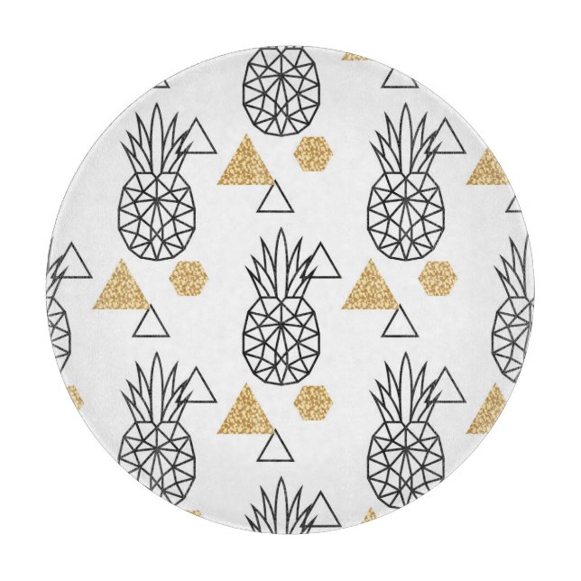 Geometric Pineapple Guld Dots Mönster. (Framsidan)