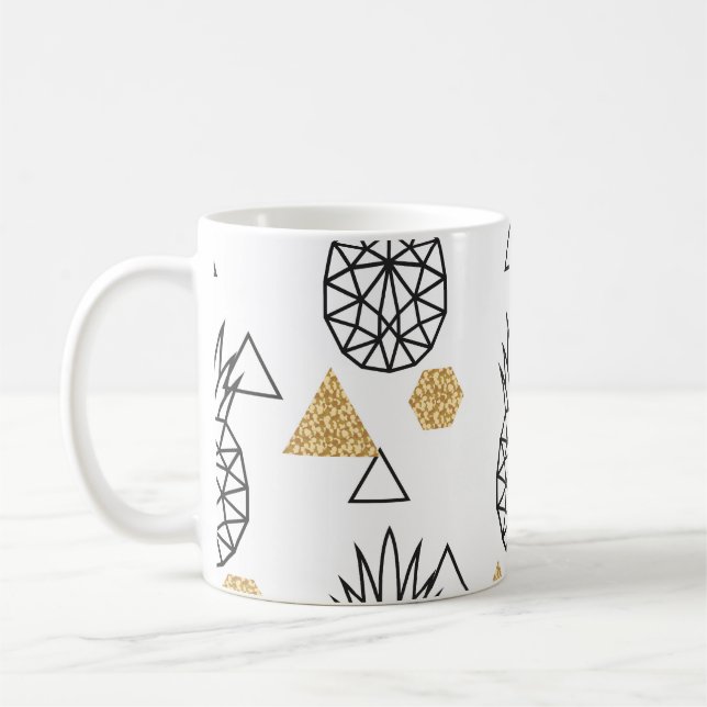 Geometric Pineapple Guld Dots Mönster. Kaffemugg (Vänster)