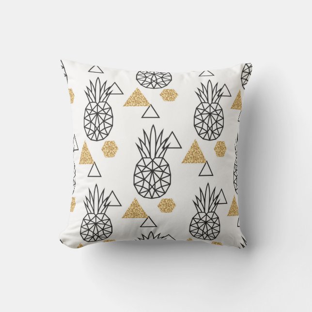 Geometric Pineapple Guld Dots Mönster. Kudde (Framsida)