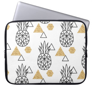 Geometric Pineapple Guld Dots Mönster. Laptop Fodral