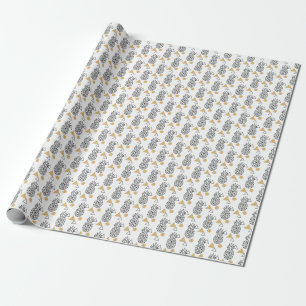 Geometric Pineapple Guld Dots Mönster. Presentpapper