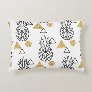 Geometric Pineapple Guld Dots Mönster. Prydnadskudde