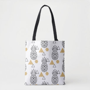 Geometric Pineapple Guld Dots Mönster. Tygkasse