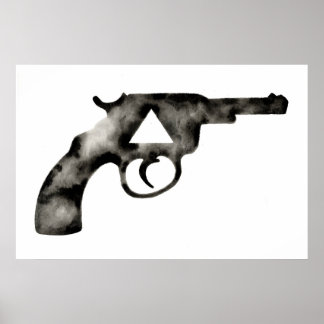 Geometric . Pistol . Black White . Mod . Triangle Poster