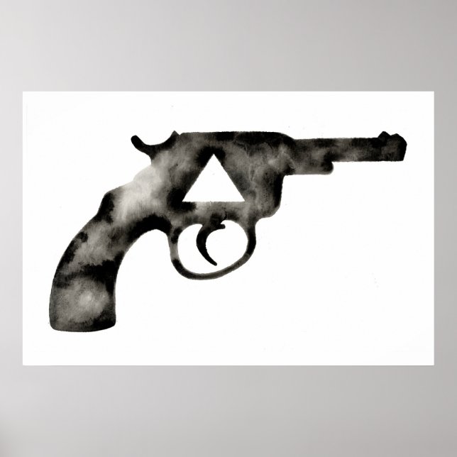 Geometric . Pistol . Black White . Mod . Triangle Poster (Framsidan)