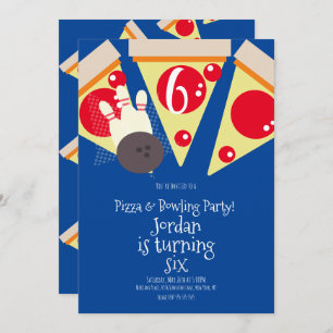 Geometric Pizza Slices Party Bowling Birthday Inbjudningar