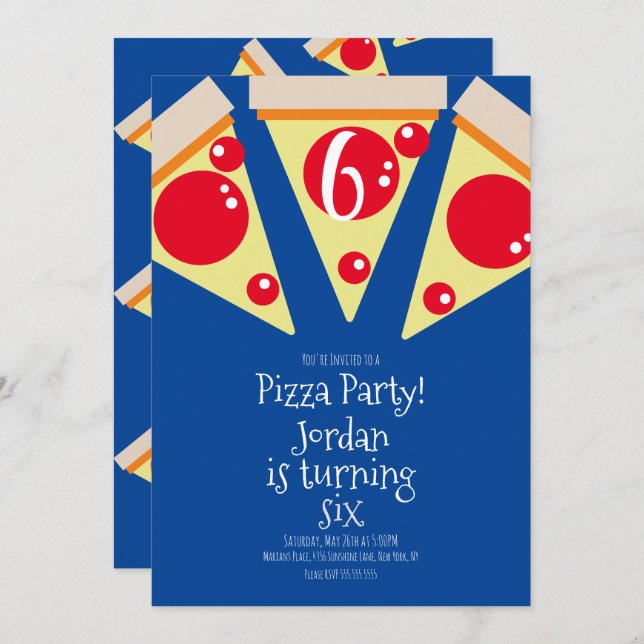Geometric Pizza Slices Party Toppings Birthday Inbjudningar (Fram/baksida)