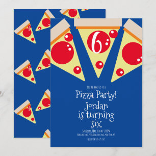 Geometric Pizza Slices Party Toppings Birthday Inbjudningar