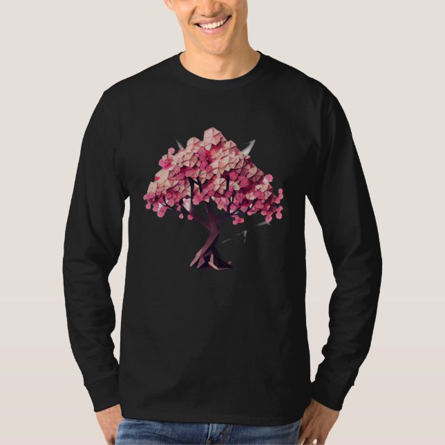 geometric poly vector Blossom into Spring Cherry B T Shirt (Framsida)