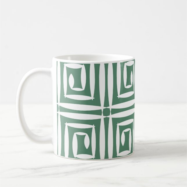 Geometric Polygons Vintage Sömlös Mönster Kaffemugg (Vänster)