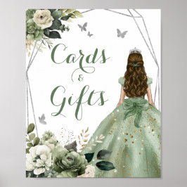 Geometric Princess Sage Grönt XV Años Cards Gifts Poster