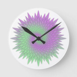Geometric Purple and Green Rund Klocka