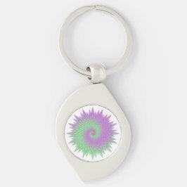 Geometric Purple and Green Swirl Silverfärgad Nyckelring