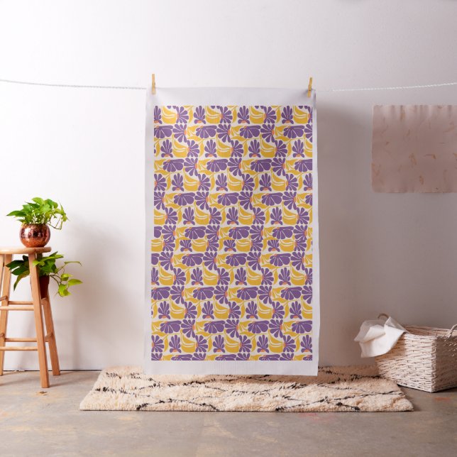 Geometric Purple and Yellow Pattern Fabric Tyg (In Situ)
