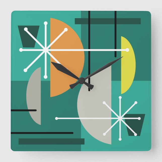 Geometric Quadrants Abstrakt Art Fyrkantig Klocka (Framsida)
