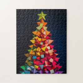 Geometric rainbow Christmas tree Pussel