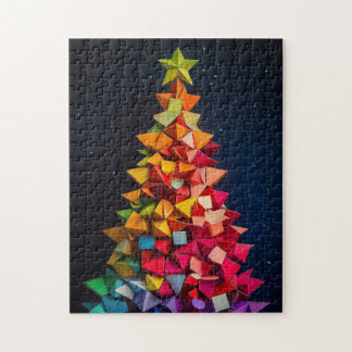 Geometric rainbow Christmas tree Pussel