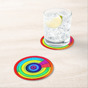 Geometric Rainbow Circles Underlägg Papper Rund