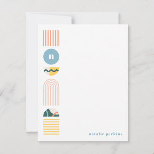 Geometric Rainbow Monogram Stationery - Gult