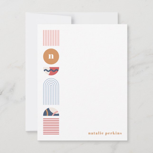 Geometric Rainbow Monogram Stationery - Red (Framsida)