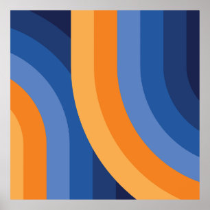 Geometric Rainbow Mönster i marinblå Orange Poster