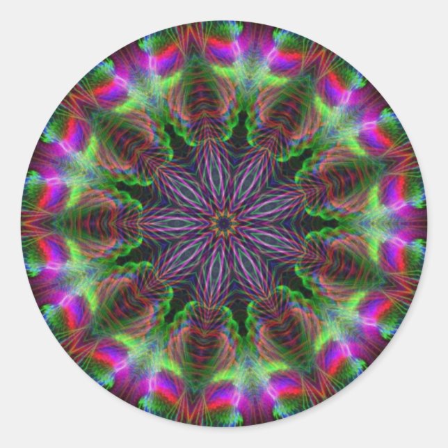 Geometric Rainbow Round Sticker Runt Klistermärke (Framsida)