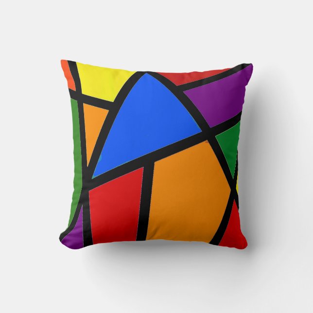 Geometric Rainbow Throw Cushion Kudde (Framsida)