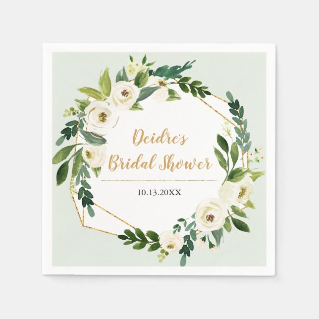 Geometric Ram-Blommigt, utseendet av guldfenolutse Pappersservett (Framsidan)